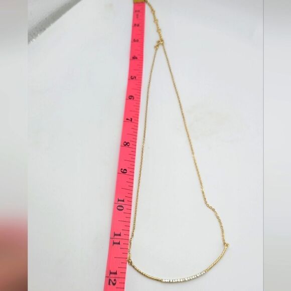 Loft Curved bar necklace, goldtone with rhinestones, adjustable length - Picture 7 of 8